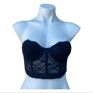 XXI Forever 21 Black lace Bustierm Corset Bra crop top - sz 32B - NWT